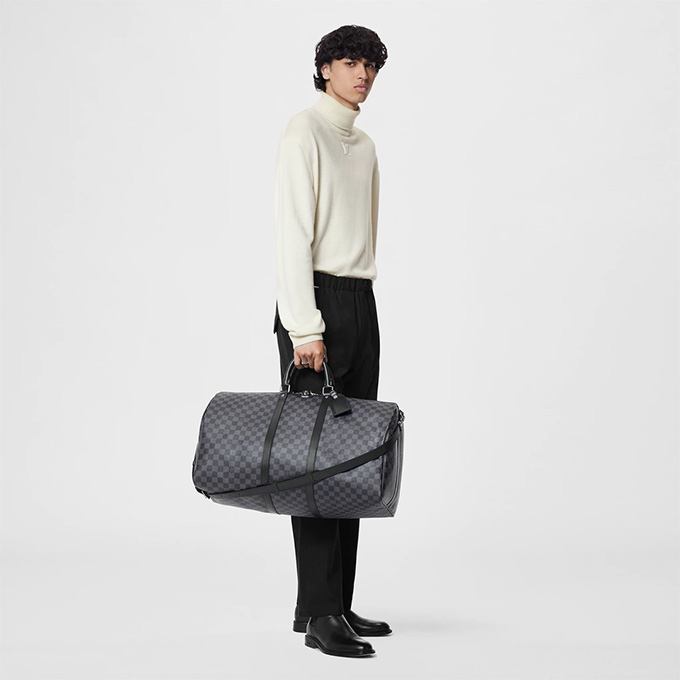 lv louis vuitton keepall bandoulière 55 damier graphite duffle bag